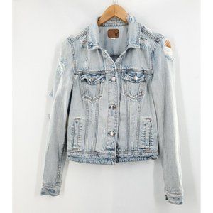 American‎ Eagle Women's Button Up Light Blue Denim Jacket Size S
